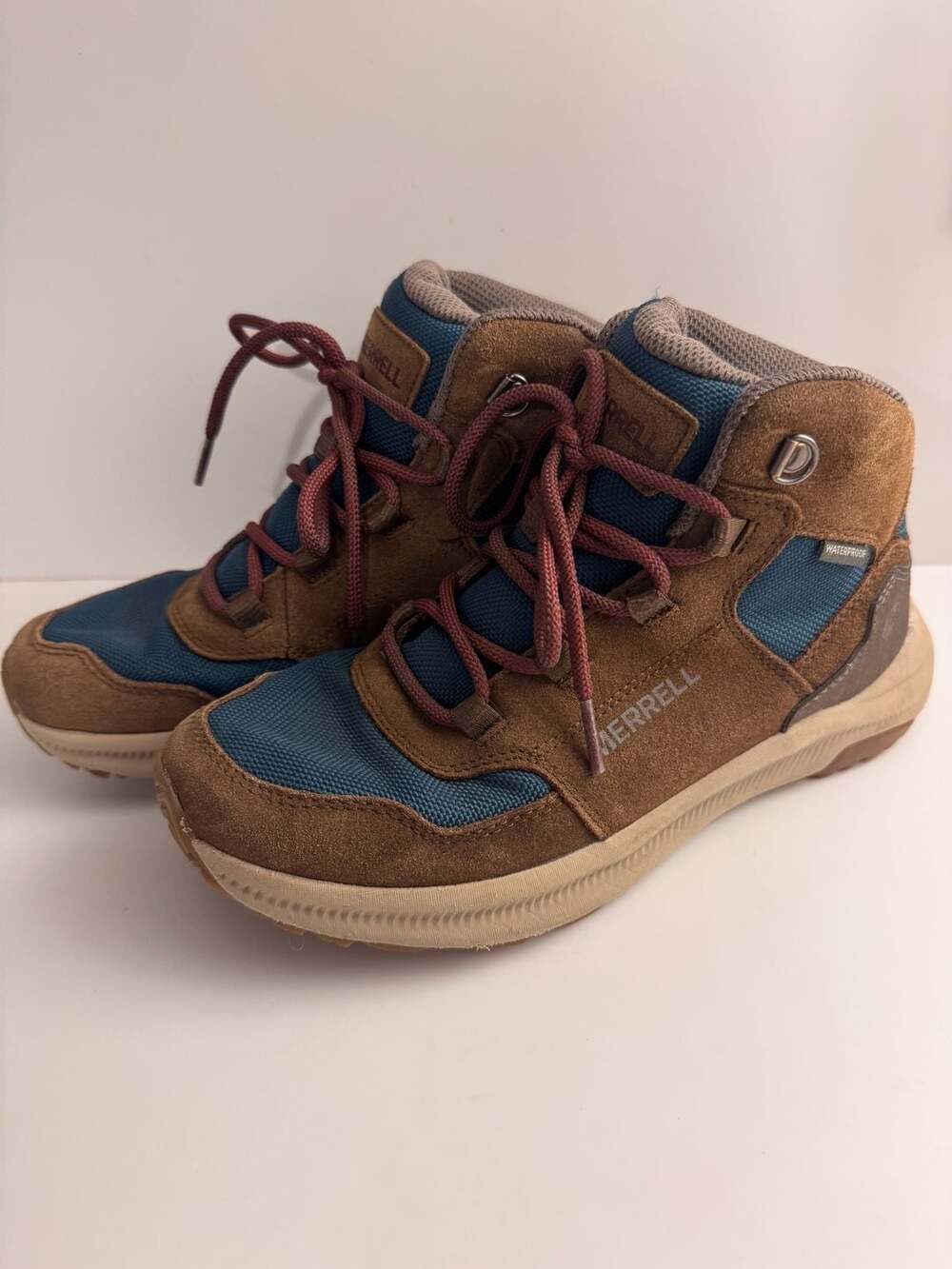 Merrell Waterproof Hiking Boots Brown Blue Boys 4M